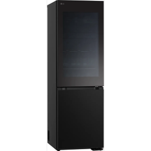 LG INSTAVIEW 60CM BLACK STEEL FRIDGE FREEZER-349L