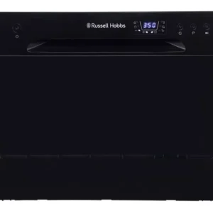 RUSSELL HOBBS BLACK COUNTER TOP DISHWASHER-6 PLACE SETTINGS-QUICK WASH-ECO WASH-DELAY TIMER-EX DISPLAY