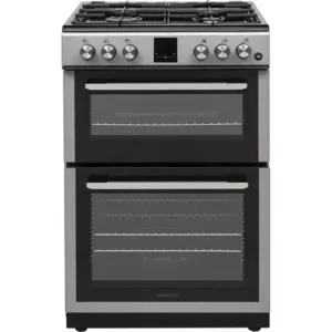 KENWOOD SILVER 60CM GAS COOKER-4 BURNER HOB-TWIN CAVITY-GRILL-EASY CLEAN-NEW GRADED