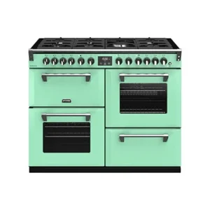 STOVES RICHMOND DELUXE MOJITO MINT 110CM DUAL FUEL RANGE COOKER-7 BURNERS+WOK BURNER-CAST IRON PAN SUPPORTS-4 OVENS-GRILL-EX DISPLAY