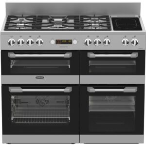LEISURE CUISINEMASTER S/S 110CM DUAL FUEL RANGE COOKER-5 BURNERS+WOK BURNER-CAST IRON PAN SUPPORTS-4 OVENS-GRILL-EX DISPLAY