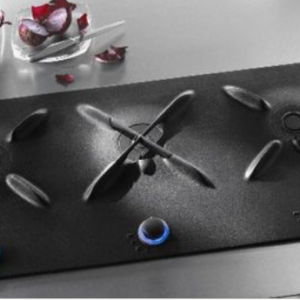 HOOVER MATTE BLACK GHISA 90CM 3 BURNER GAS HOB
