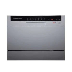 COOKOLOGY SILVER COUNTER TOP DISHWASHER-6 PLACE SETTINGS-QUICK WASH-ECO WASH-DELAY TIMER-EX DISPLAY